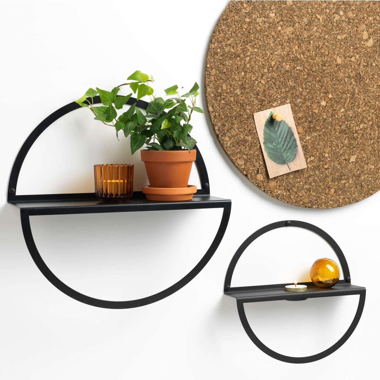 Sort hylde til planter | 35 cm, Cirkel hylde, Sort metal | Officely