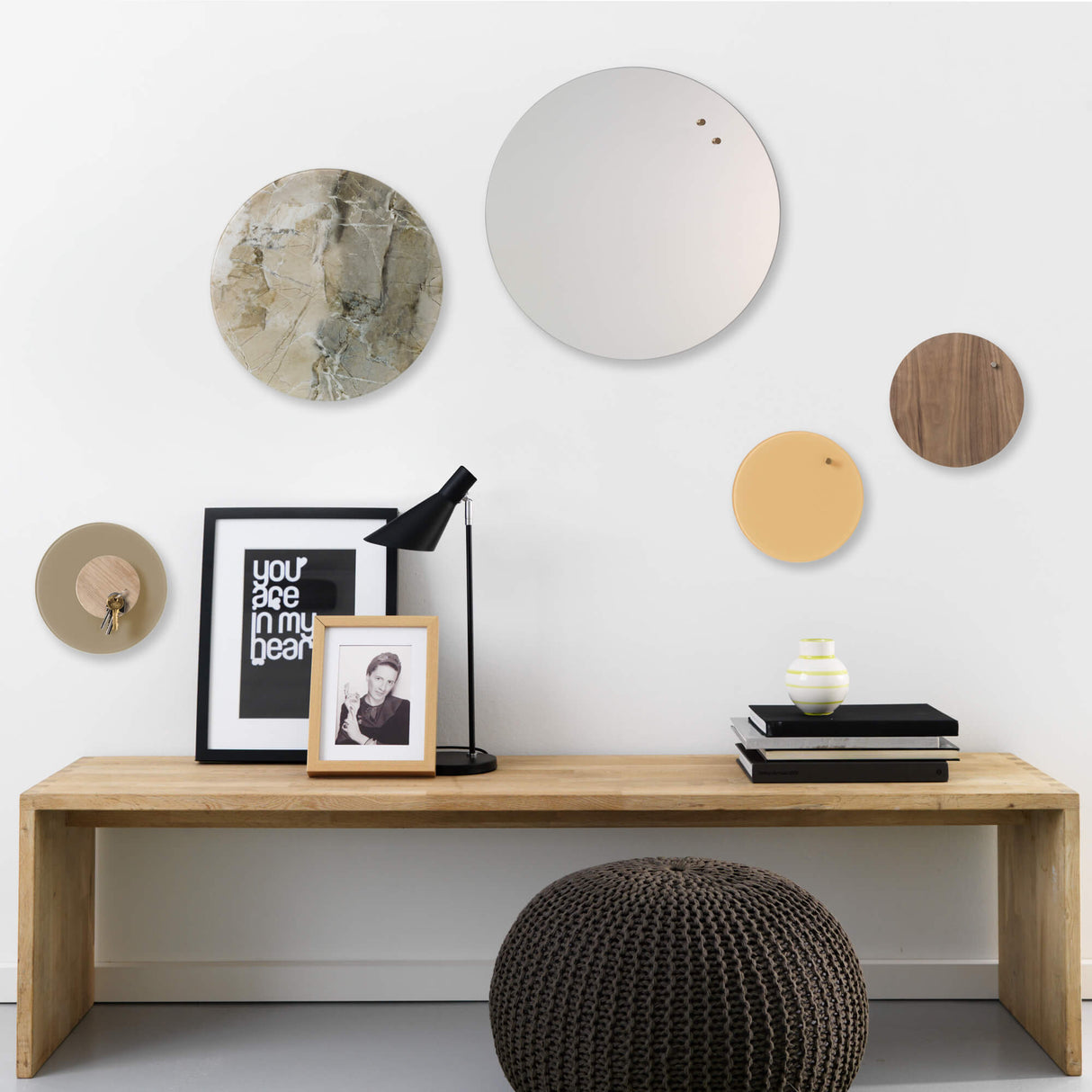 Cirkel 25 cm. Beige Magnetisk glastavle