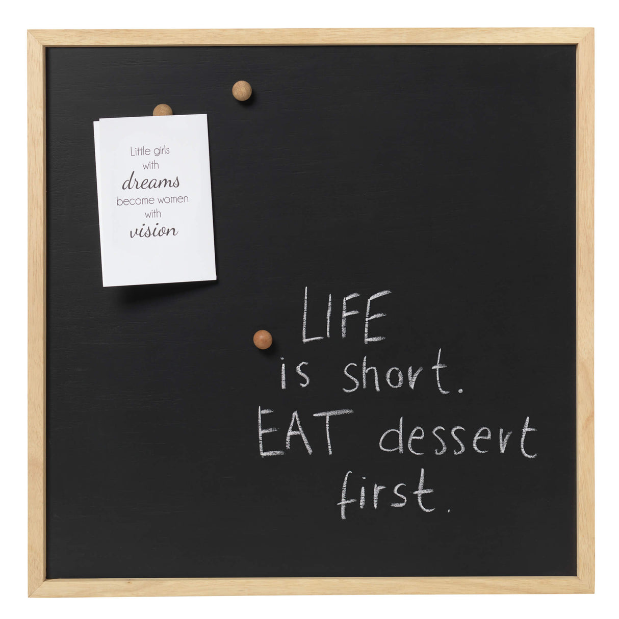 60 x 60 cm. Magnetisk Kridt tavle med træramme