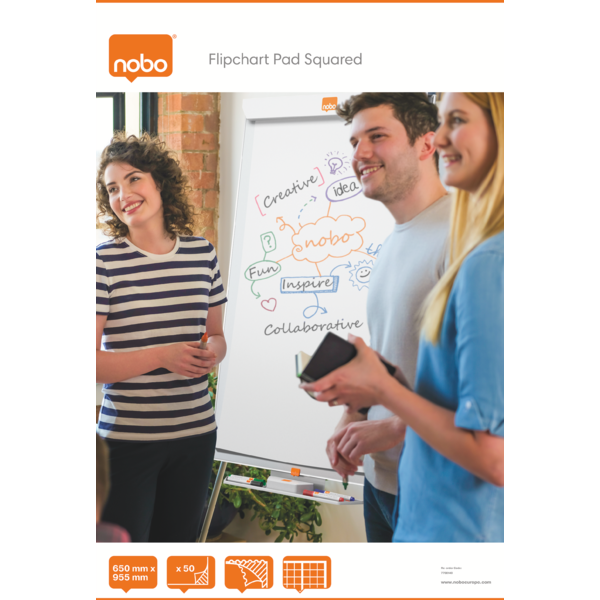 Flipoverblok 50ark på rulle 65x96cm kvard 60g