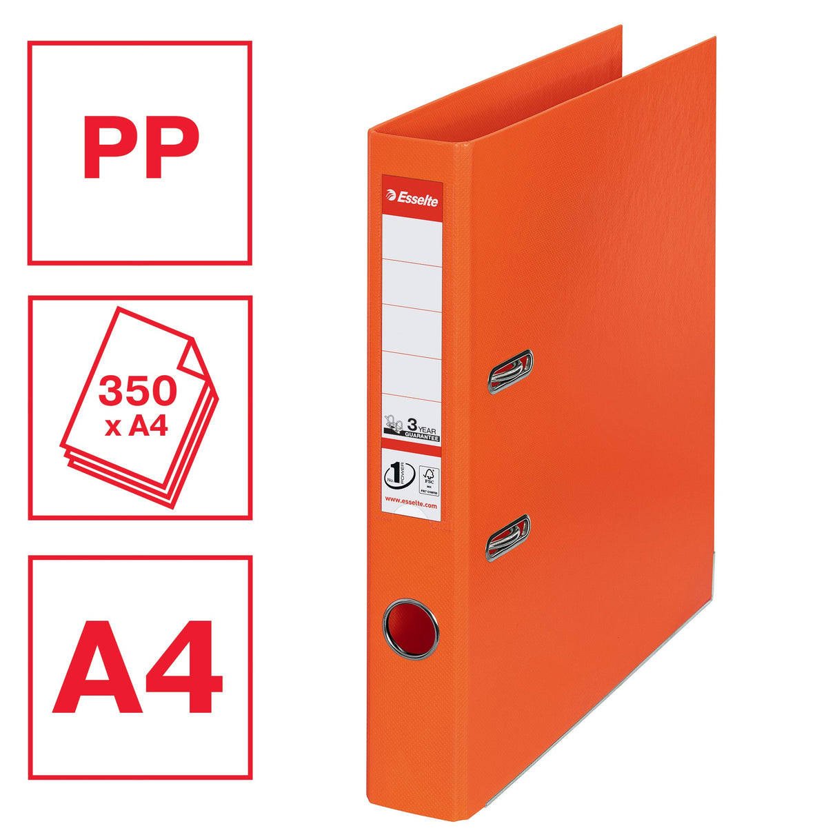 Brevordner No1 Power PP A4 50mm orange