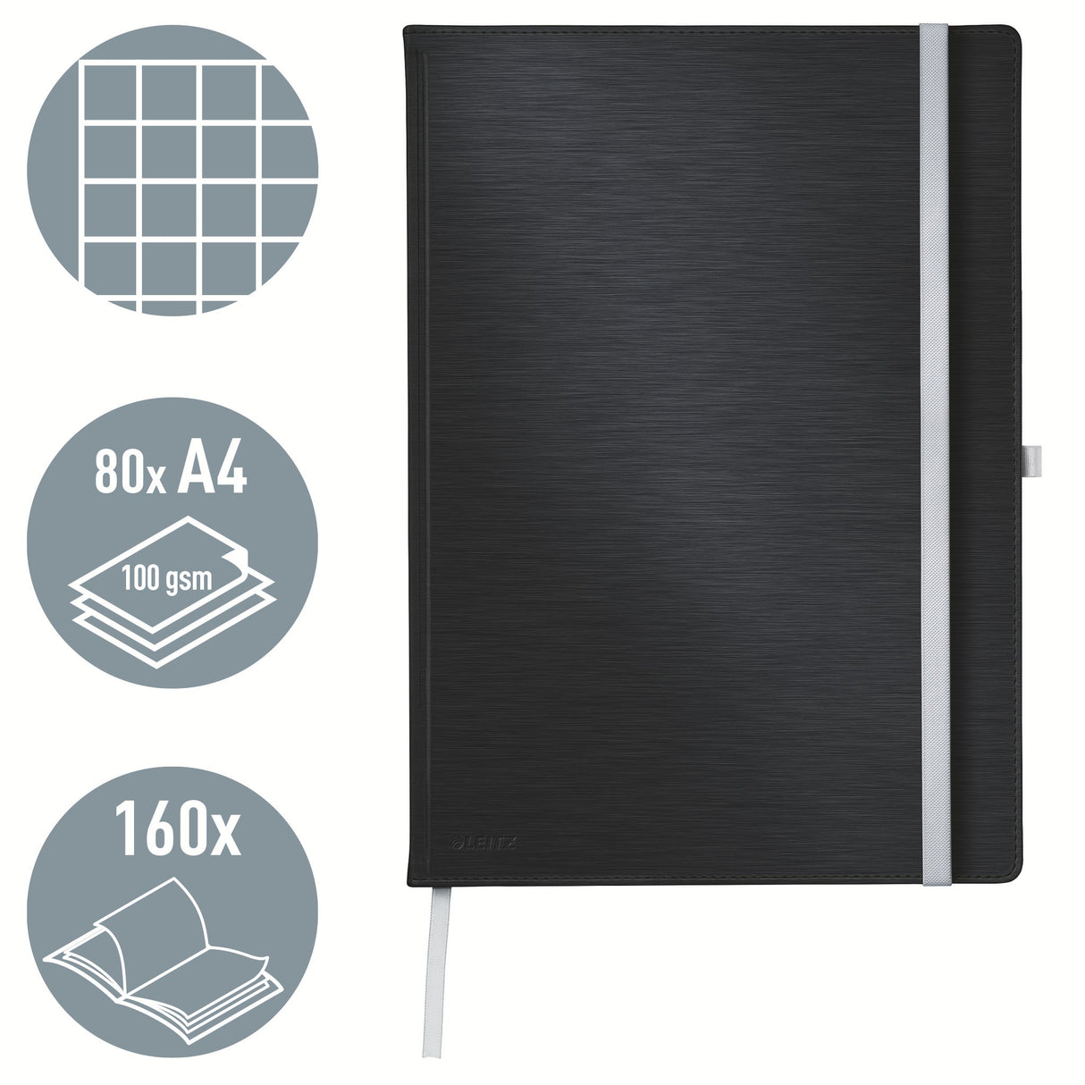 Notesbog Style hardcover A4 kvad. 100g/80ark sort