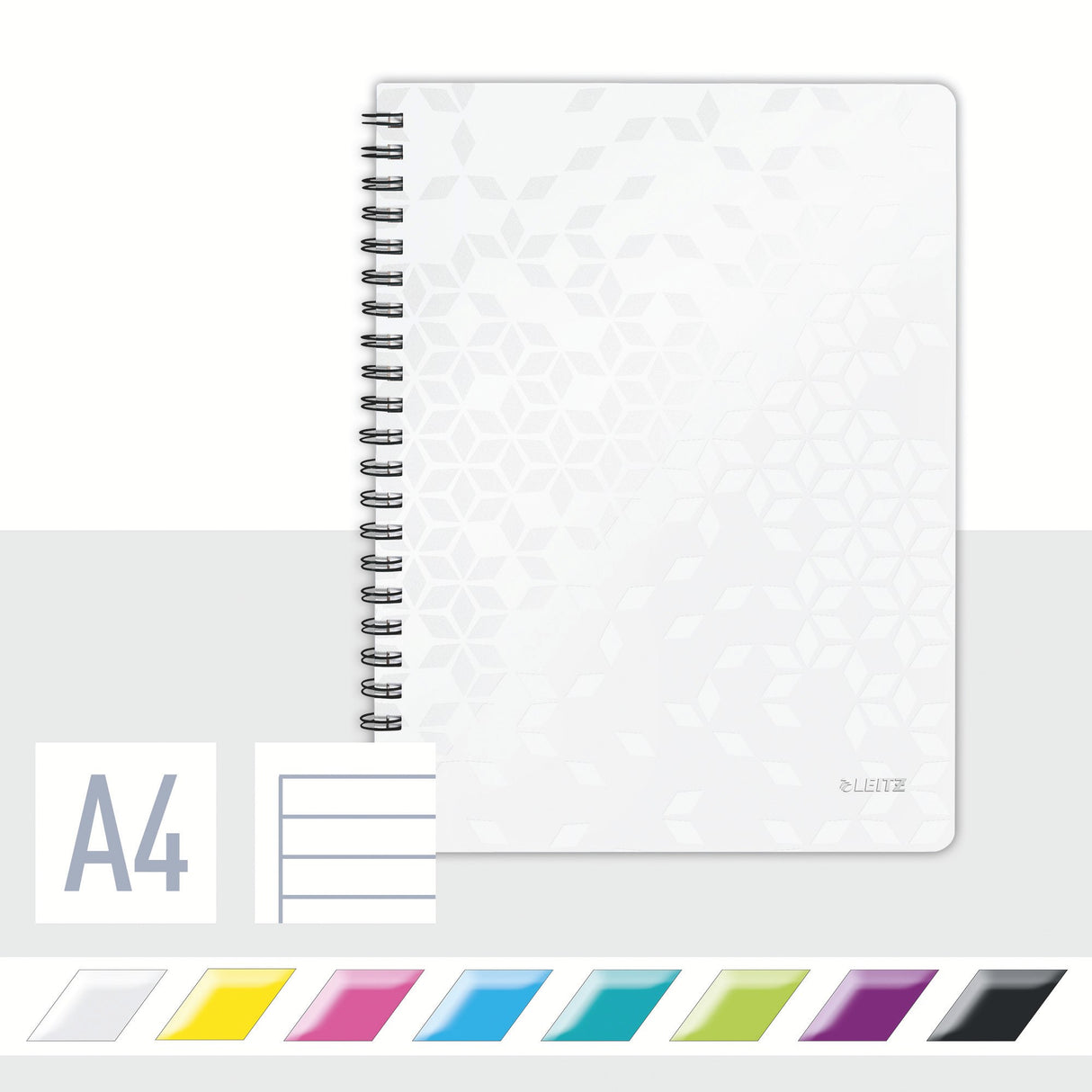 Notesblok WOW PP A4 m/hul lin.80ark hvid