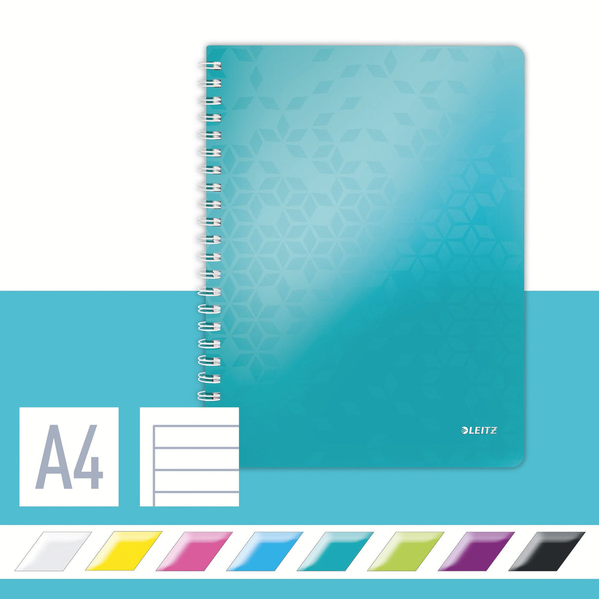 Notesbog WOW PP A4 m/hul lin. 80arkisblå