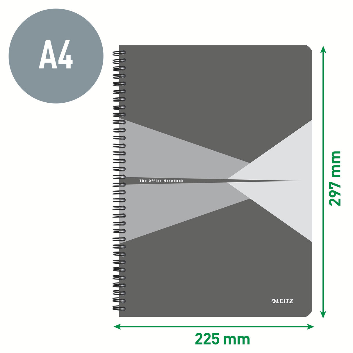 Notesblok Office karton A4 lin. 80g/90ark grå