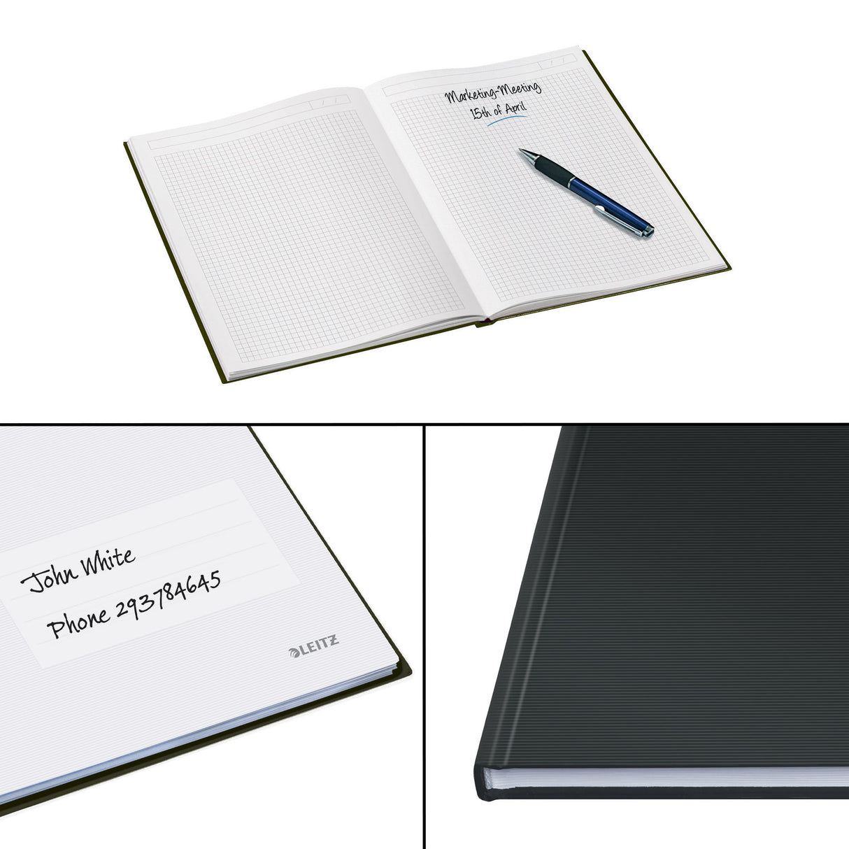 Notesbog Solid hardcover A4 kvad. 80g/80ark sort