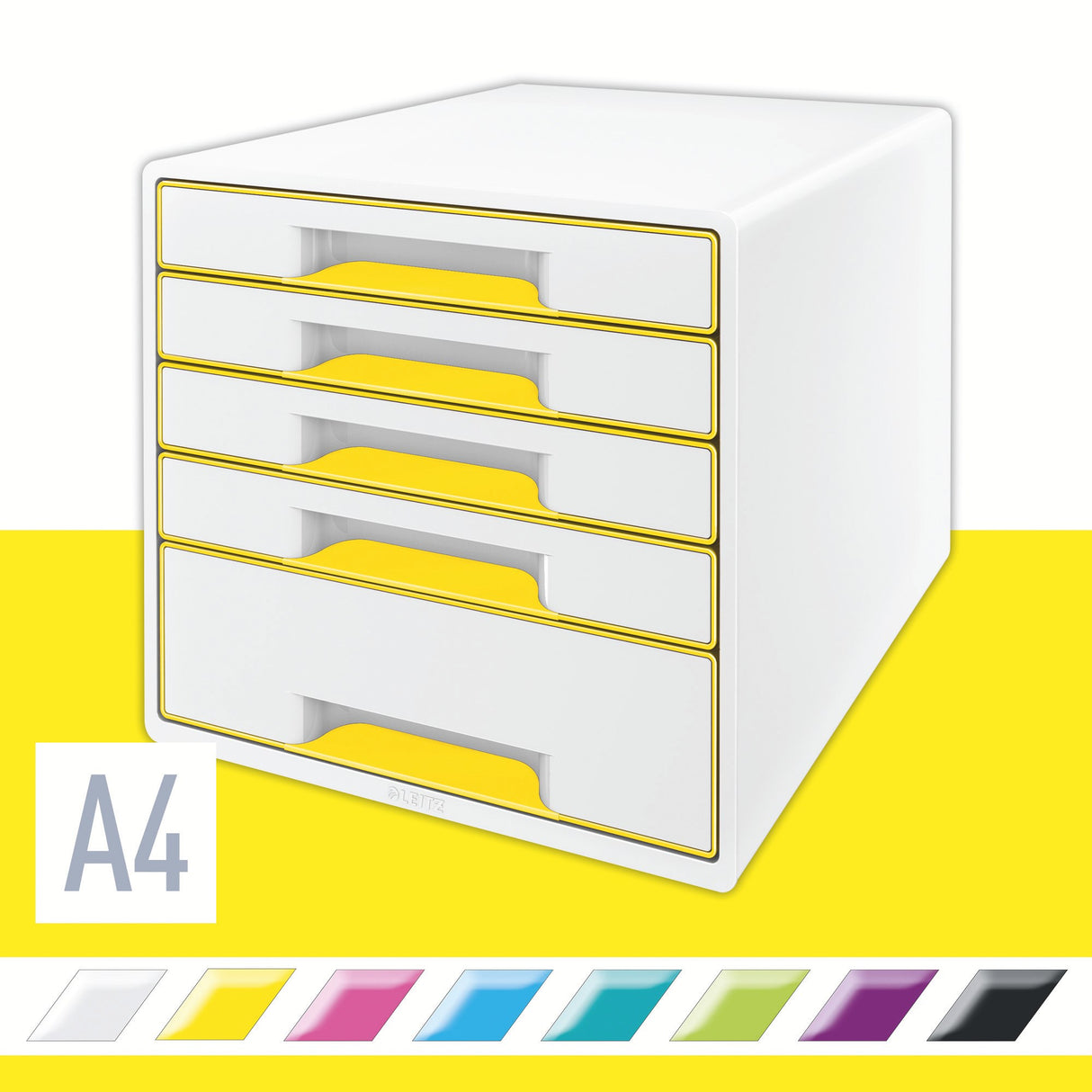 Desk cube WOW m/5-skuffer hvid/gul