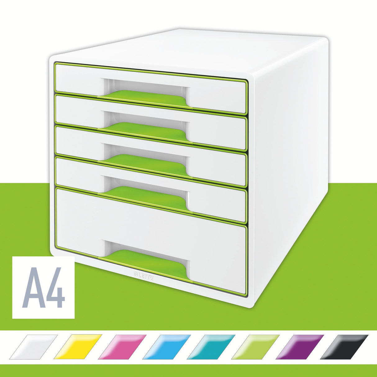 Desk cube WOW m/5-skuffer hvid/grøn