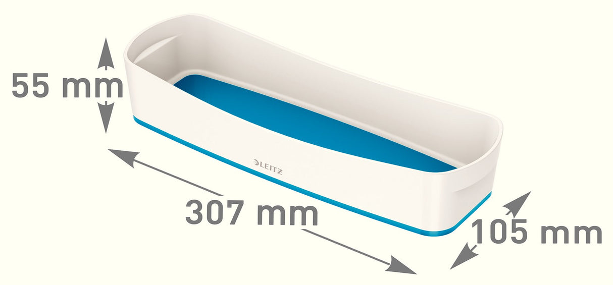 Opbevaringsbakke MyBox lang hvid/blå