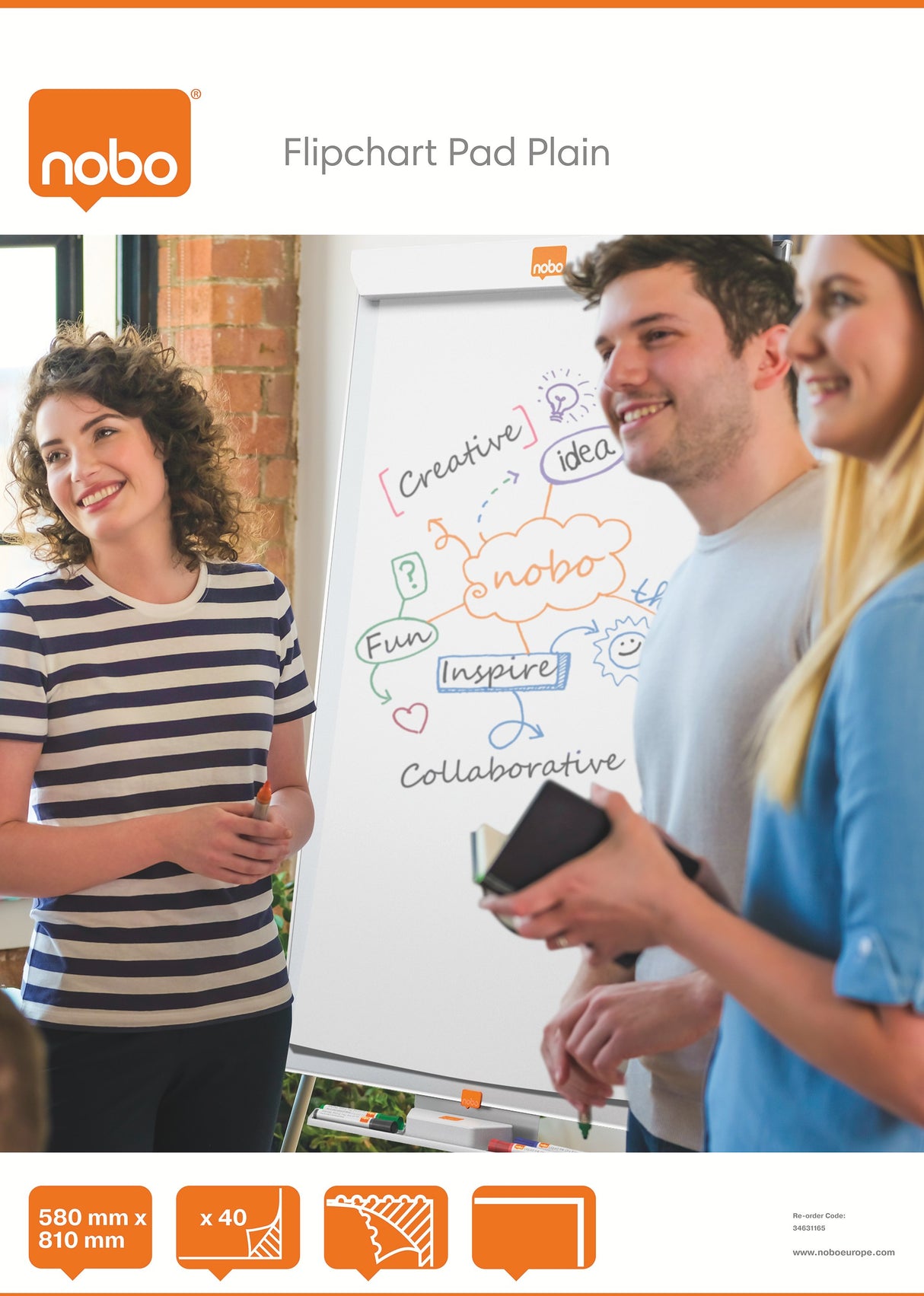 Flipoverblok 40ark 58x80cm ulinieret 60g