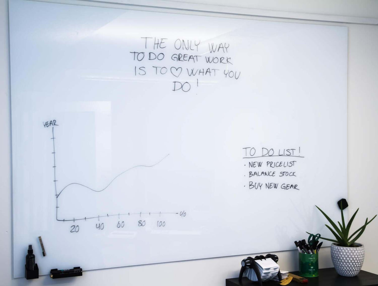 Hvid 120 x 90 glastavle | 120 x 90 cm. PURE White Magnetisk Glastavle | Officely