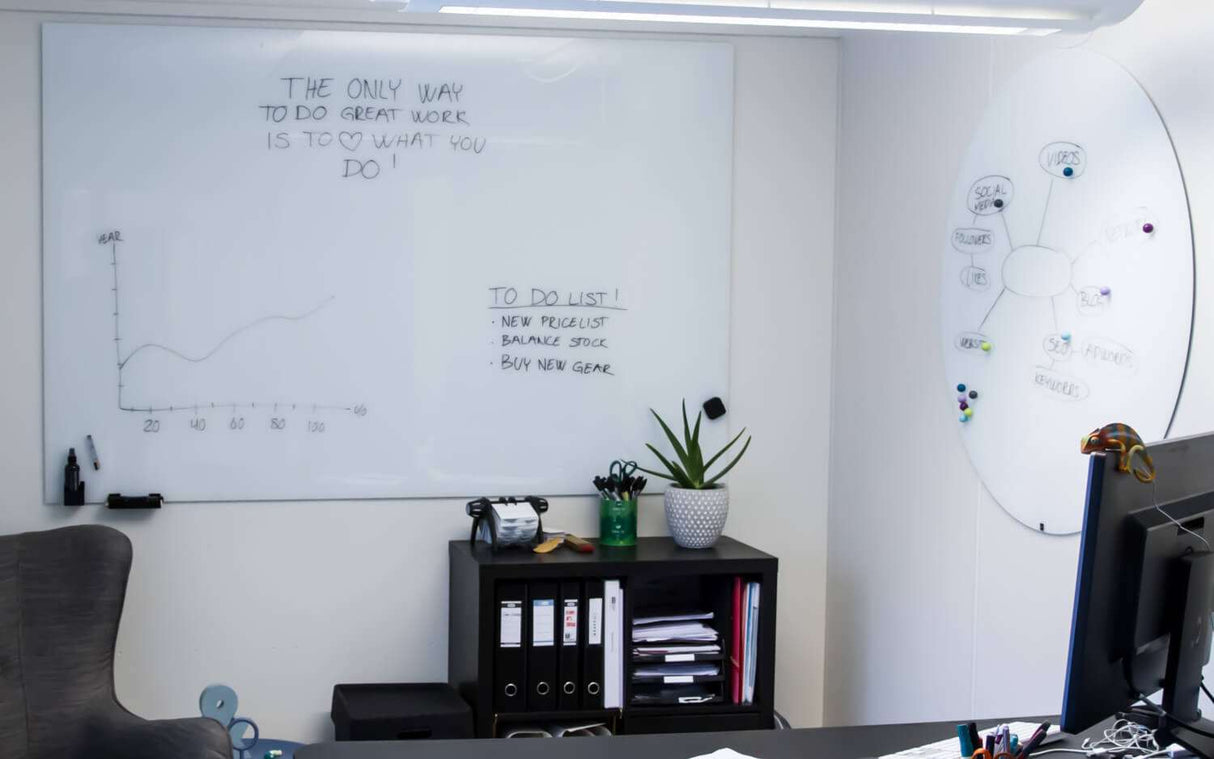 PURE White Magnetisk Glastavle rund | Dia. 100 cm. PURE White Magnetisk Glastavle | Officely