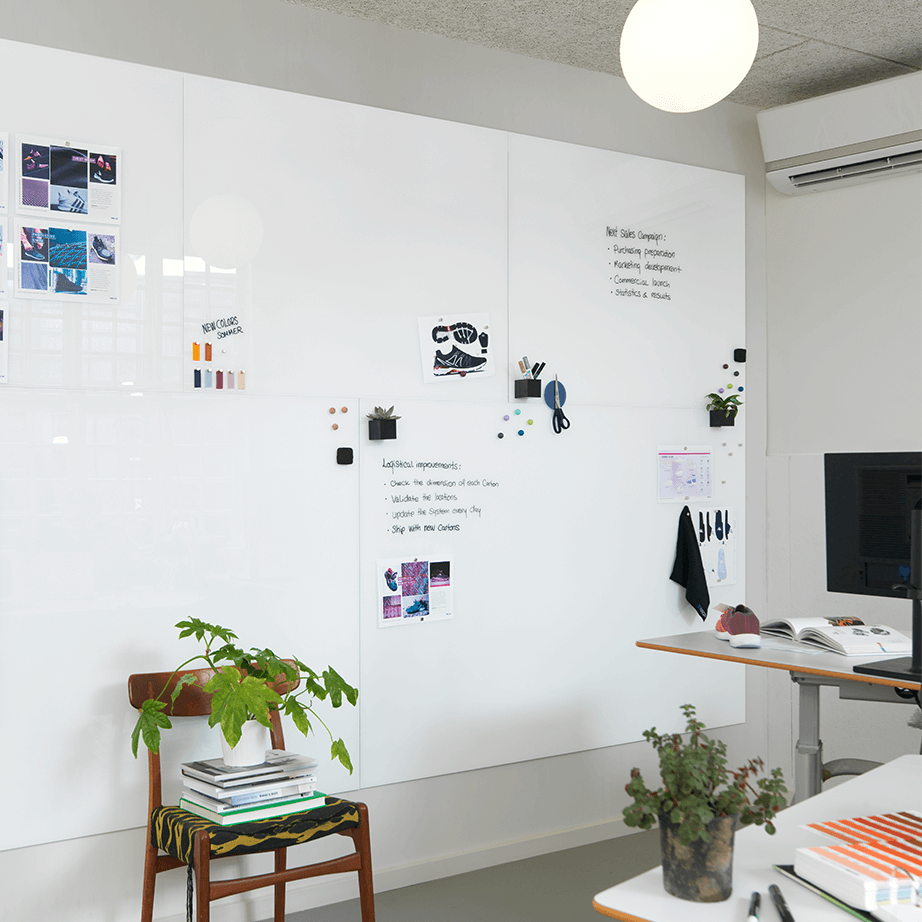 200 x 100 cm. PURE White Magnetisk Glastavle