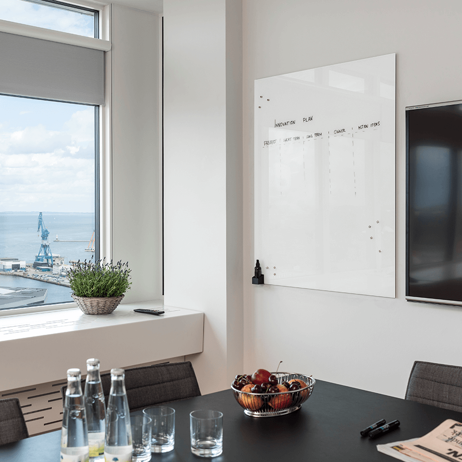 200 x 100 cm. PURE White Magnetisk Glastavle