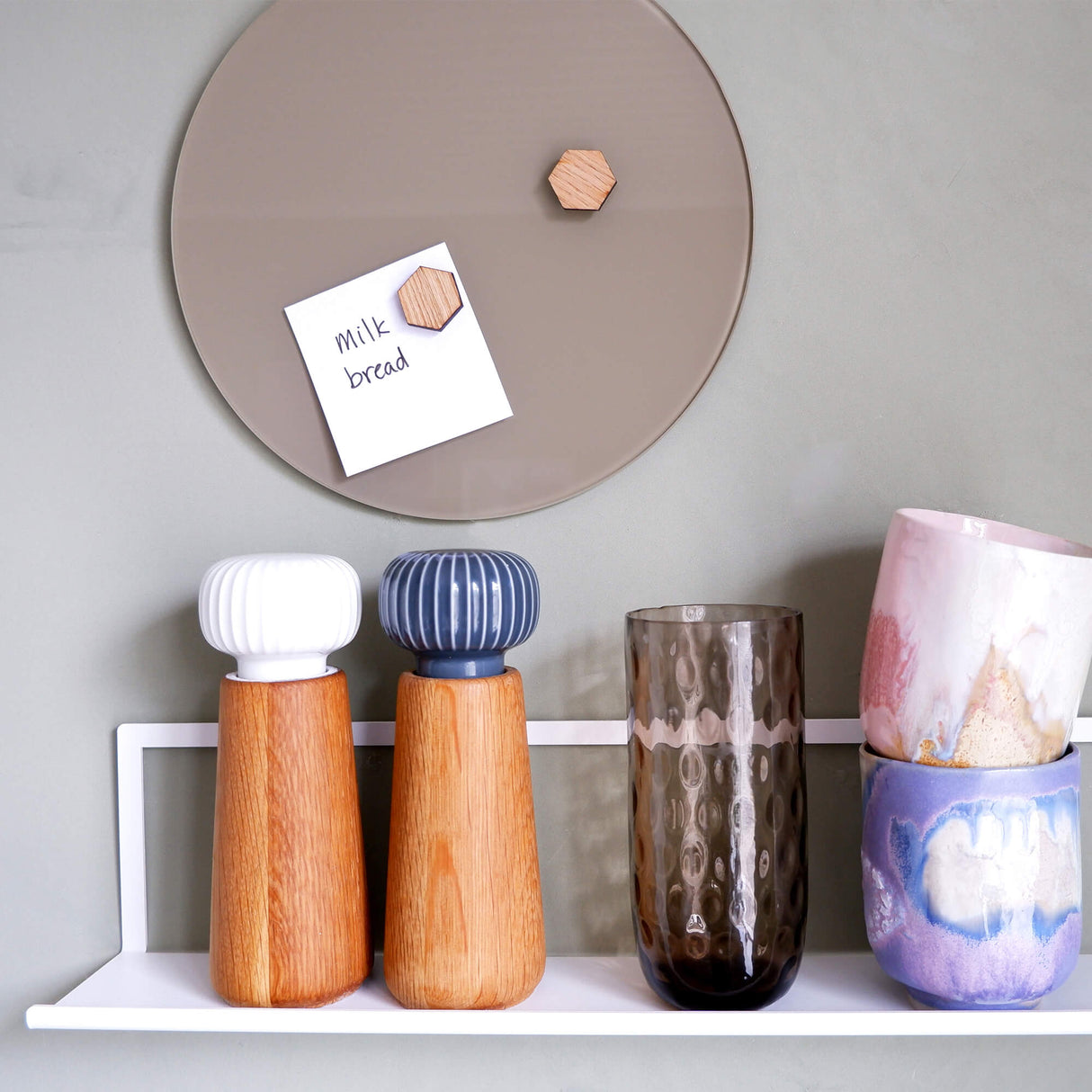 Cirkel 25 cm. Beige Magnetisk glastavle