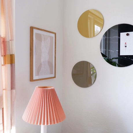 Magnetisk beige glastavle rund | Cirkel 25 cm. Beige Magnetisk glastavle  | Officely