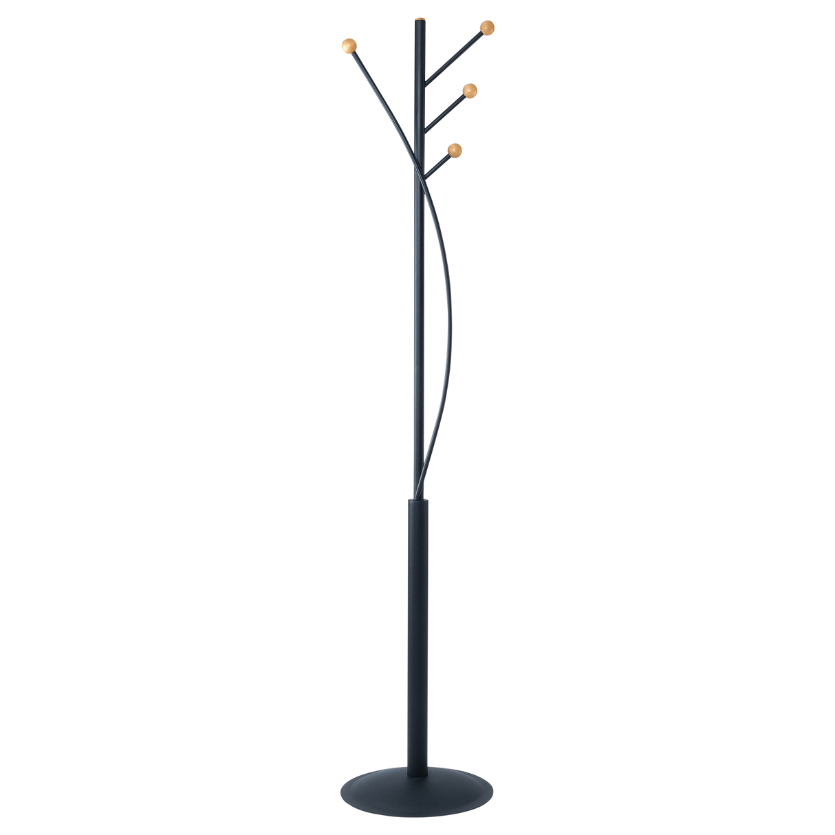 Coat stand black metal wood dots 71695.png