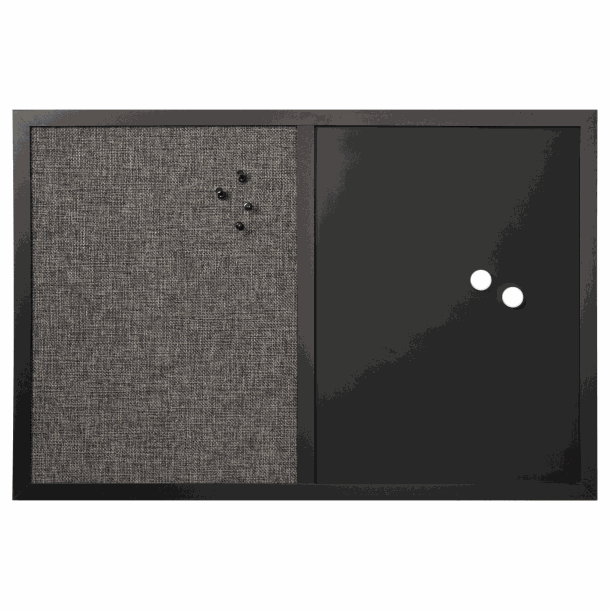 Kombitavle sort hessian | 60 x 40 cm. Kombitavle, sort hessian / magnetisk kridt | Officely