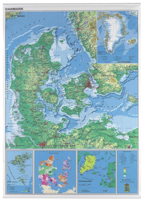 Danmark kort plakat | 97 x 137 cm. Danmarks kort  | Officely