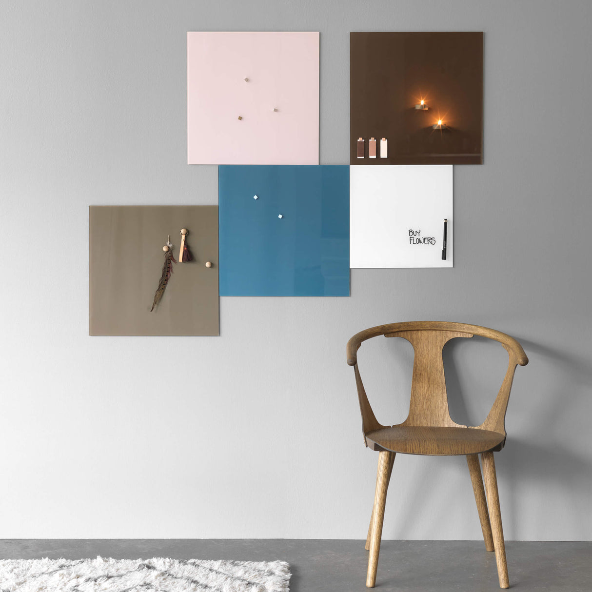 35 x 35 cm. Hvid Magnetisk Glastavle