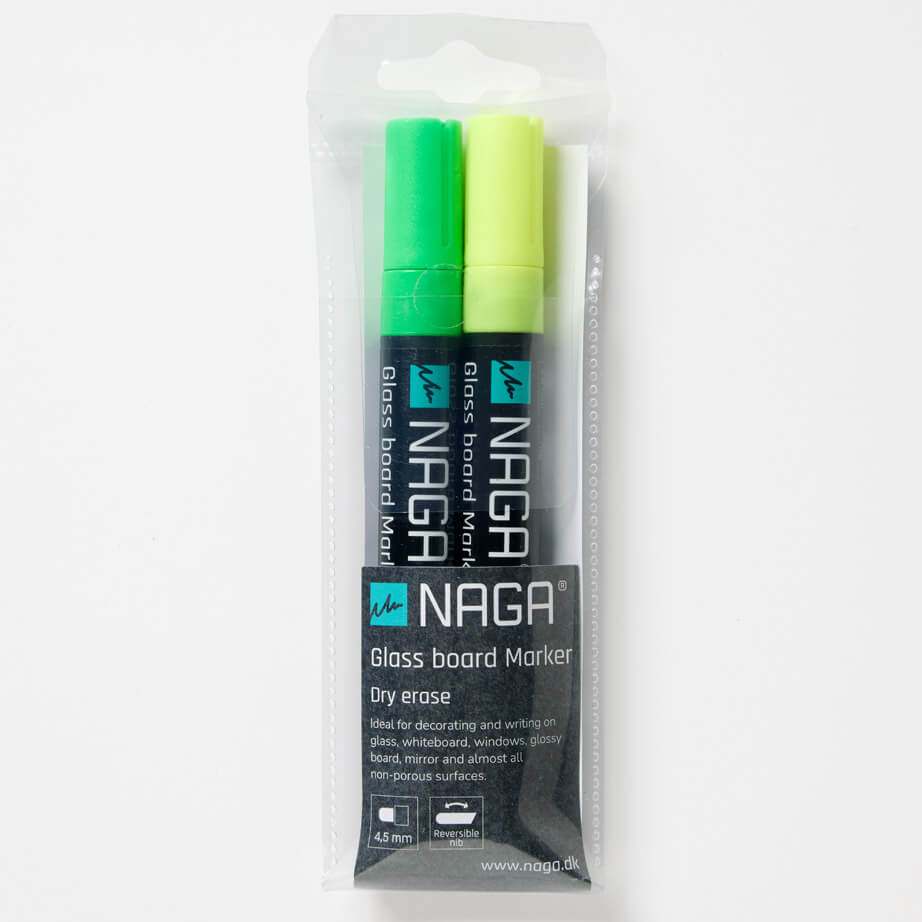 Gul marker og grøn marker | 4,5 mm. Grøn & Gul Glastavle marker, Dry erase | Officely