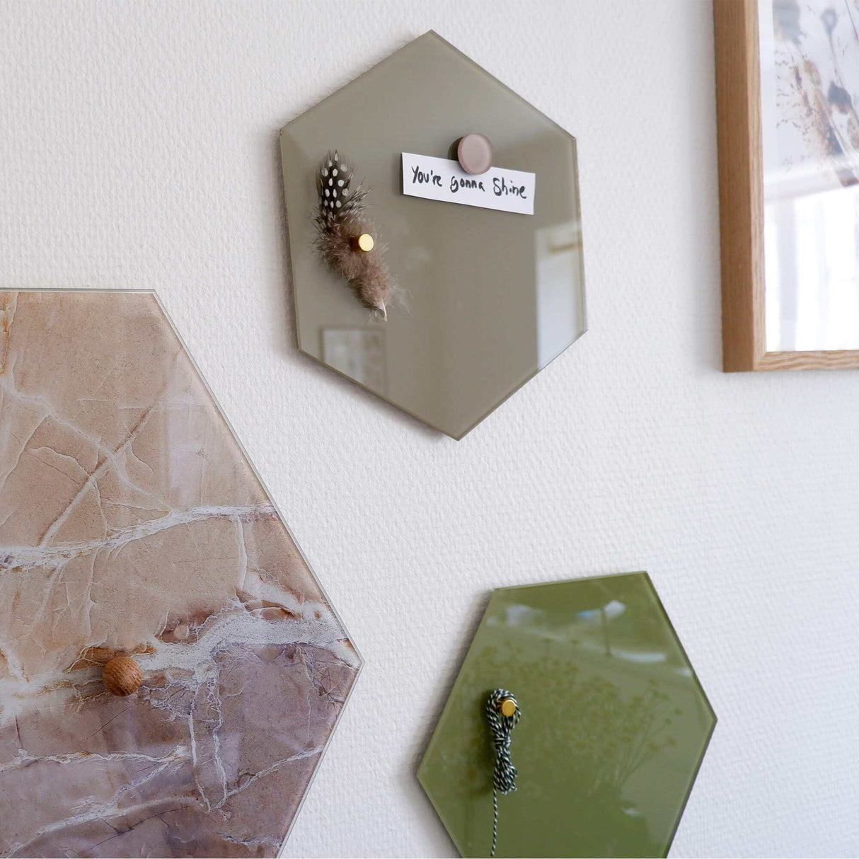 Hexagonal 21 cm | Hexagonal 21 cm. Urte grøn Magnetisk glastavle | Officely