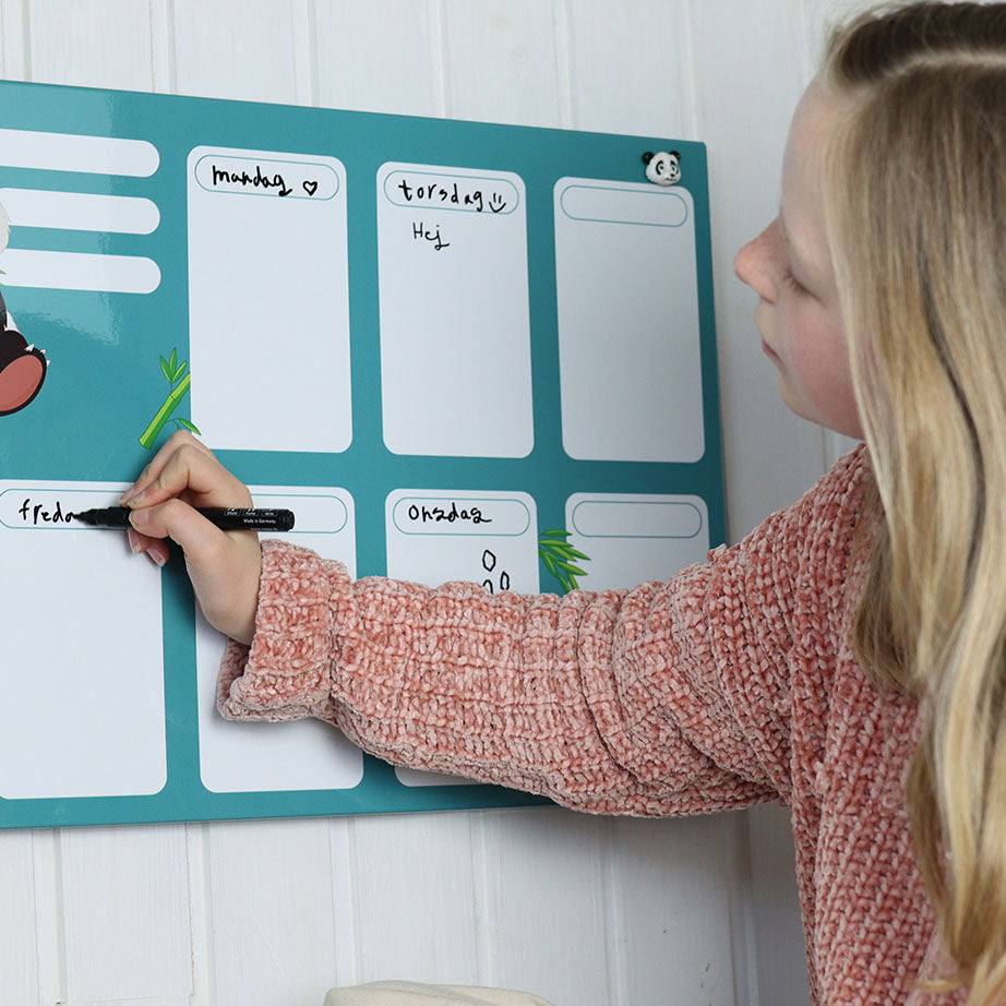 Ugeplan børn | Magnetisk Stål ugetavle 60 x 40 cm. Børn | Officely