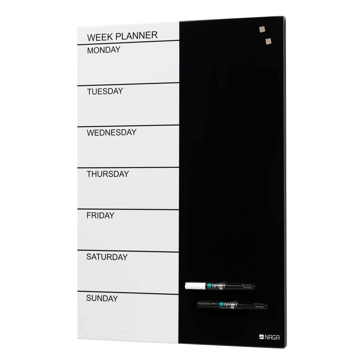 Magnetisk Stål ugetavle 60 x 40 cm. Engelsk