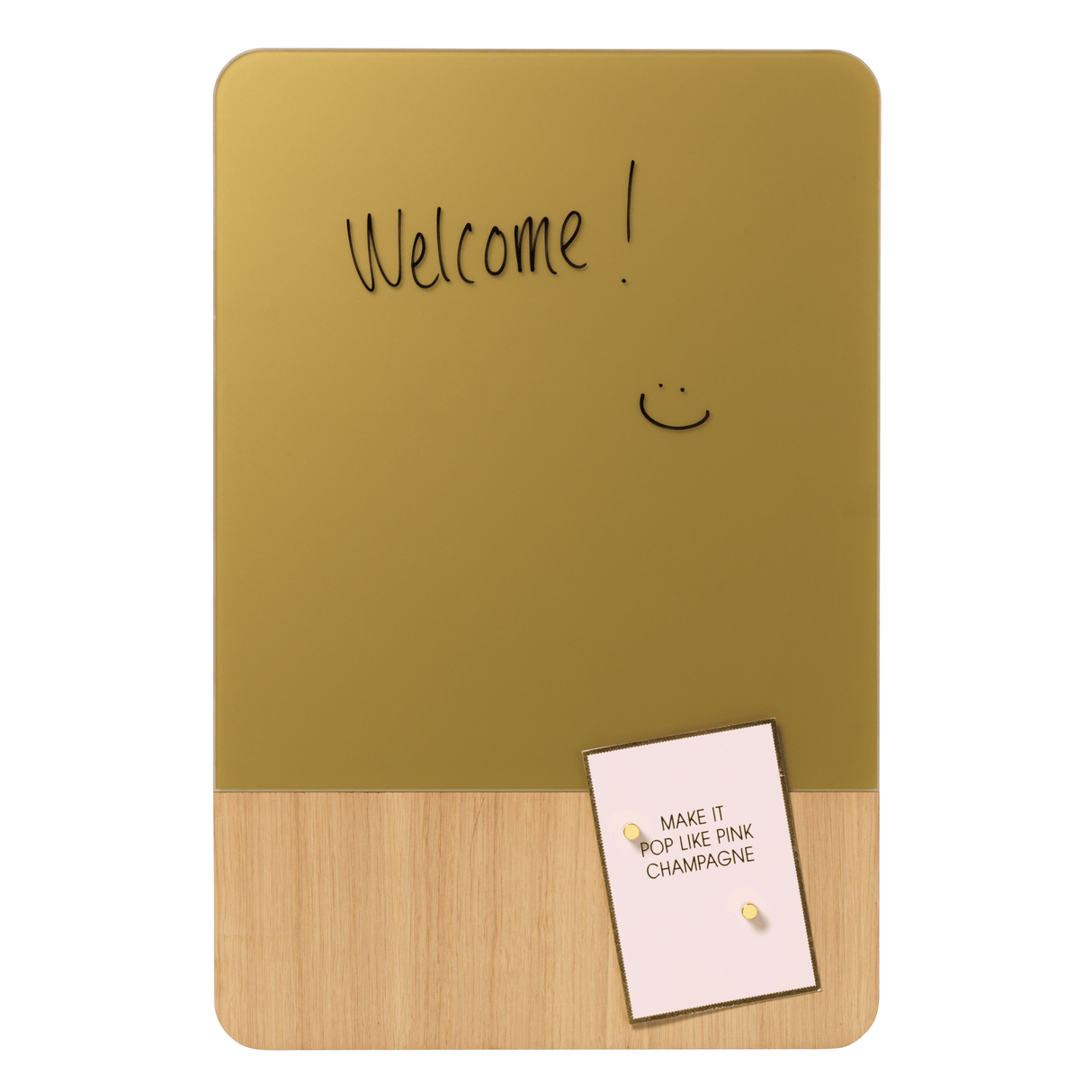 40 x 60 cm. Mat glas guld/Egefiner Magnetisk tavle