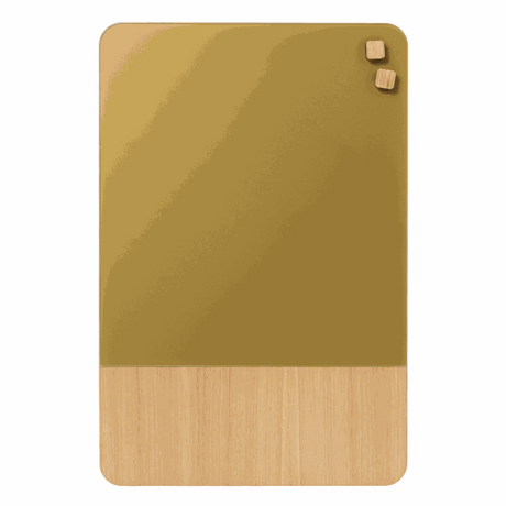 Guld træ tavle 40 | 40 x 60 cm. Mat glas guld/Egefiner Magnetisk tavle  | Officely