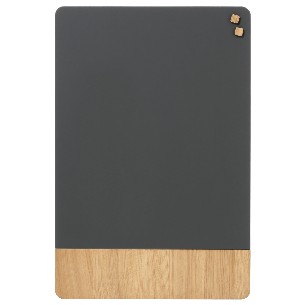 60 x 80 cm. Mat glas grå/Egefiner Magnetisk tavle