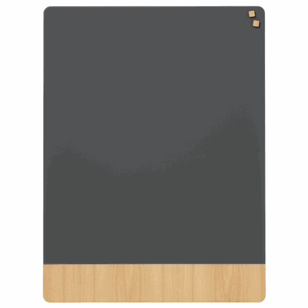 Glas grå eg tavle | 90 x 120 cm. Mat glas grå/Egefiner Magnetisk tavle | Officely