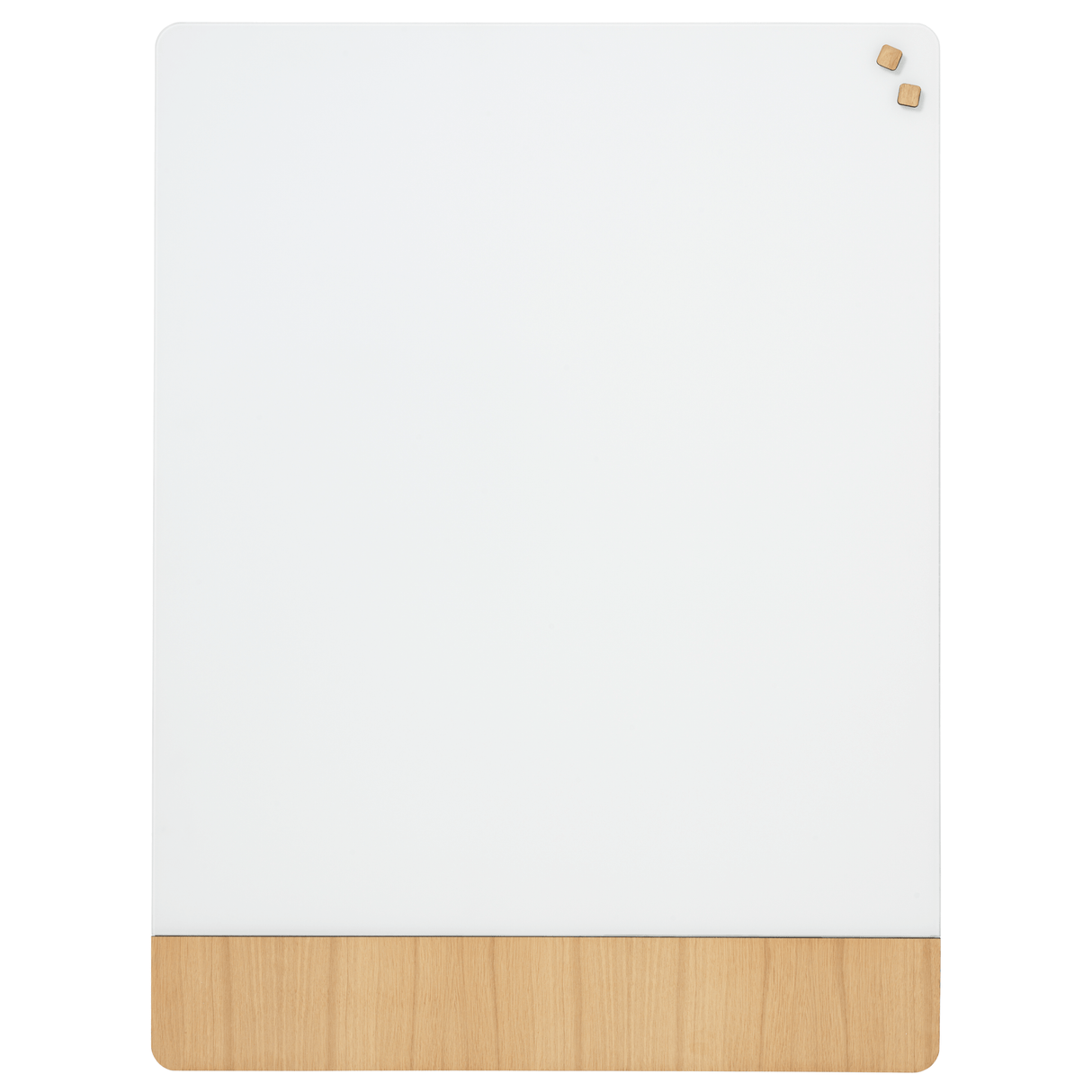 90 x 120 cm. Mat glas hvid/Egefiner Magnetisk tavle