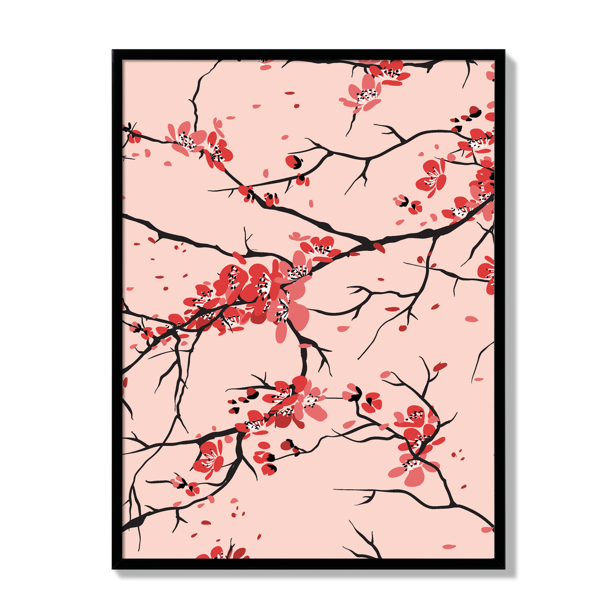 Poster cherry branches rose 30x40cm black frame 17421 17027.png