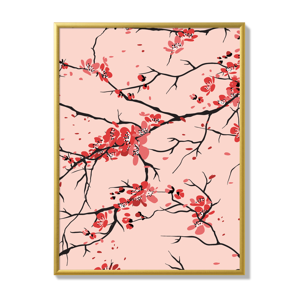 Poster cherry branches rose 30x40cm gold frame 17421 17007.png