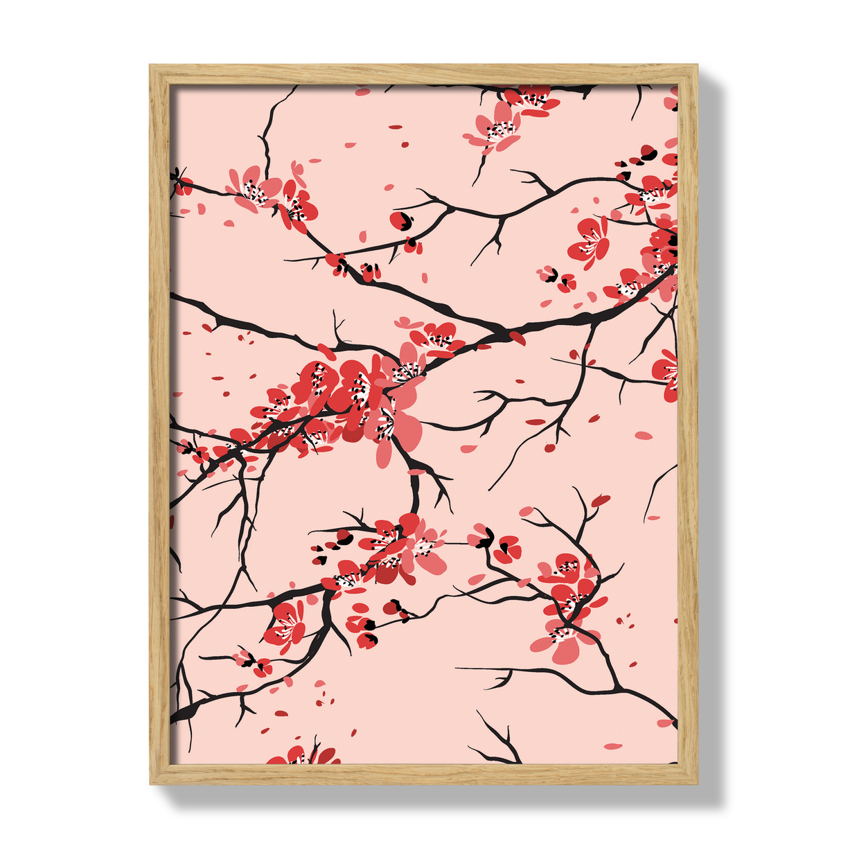 Poster cherry branches rose 30x40cm oak frame 17421 17057.png