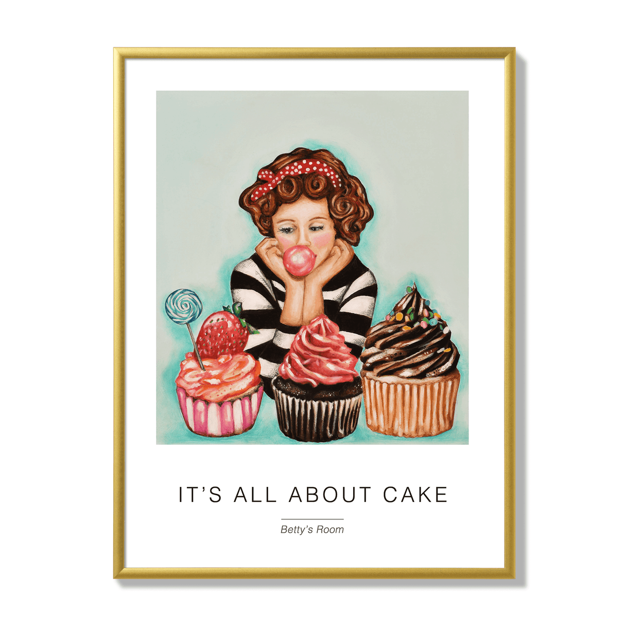 Poster its all about cake 30x40cm gold frame 17108.png