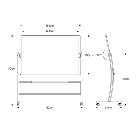Rocada natur mobil double sided rotation whiteboard 14412 dimensions.png
