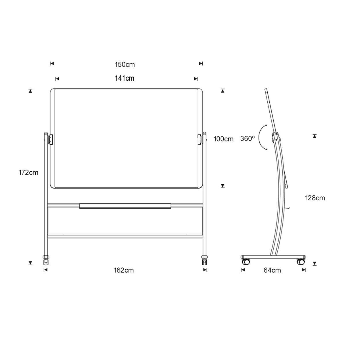 Rocada Natur 360º dobbeltsidet mobil whiteboard