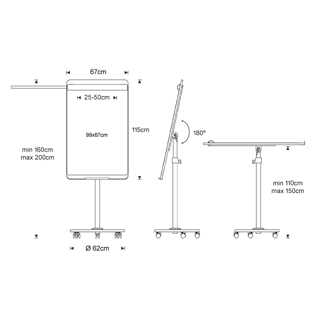 Rocada Natur mobil flipchart whiteboard og bord i et
