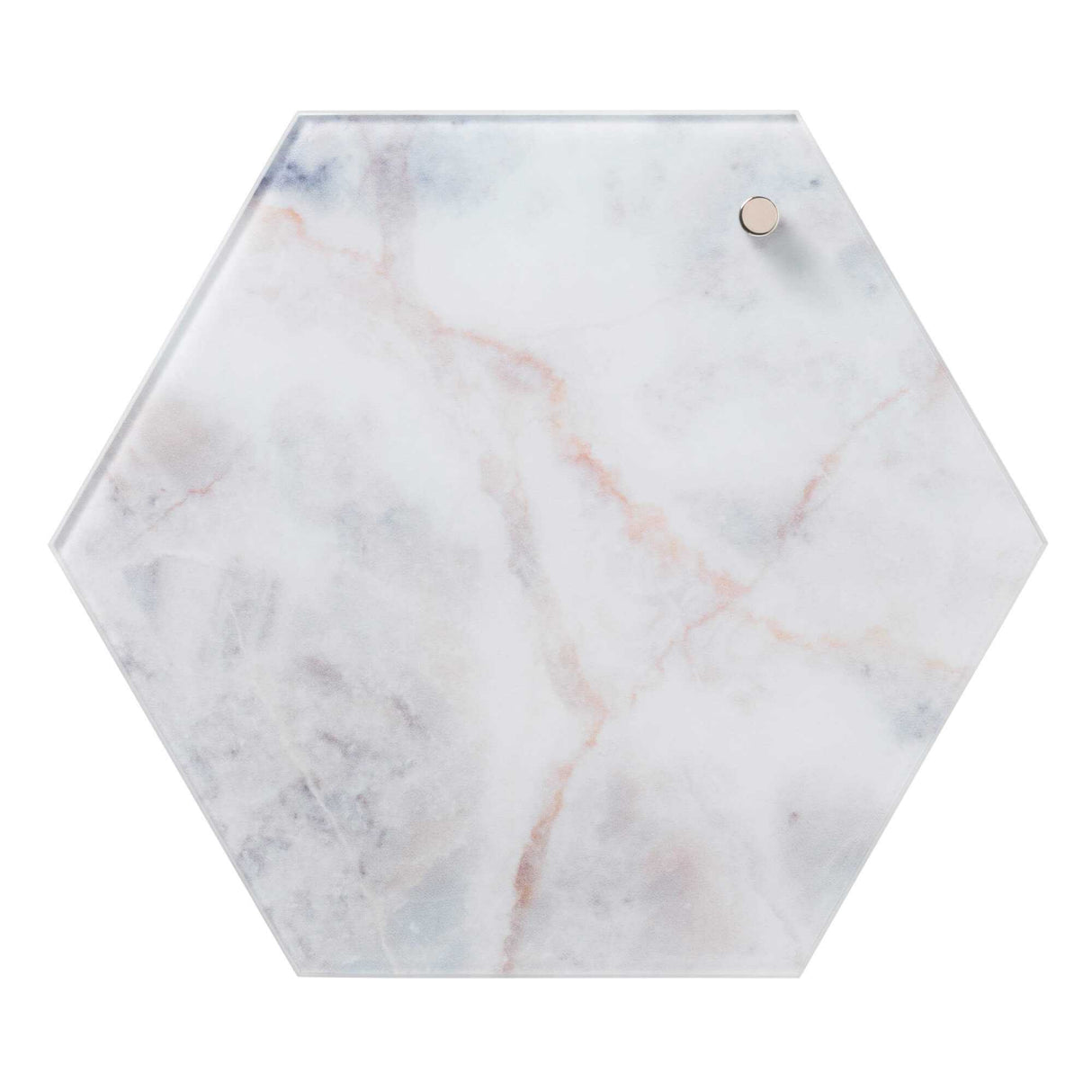 Hexagonal 21 cm. Rosa Marmor Magnetisk glastavle