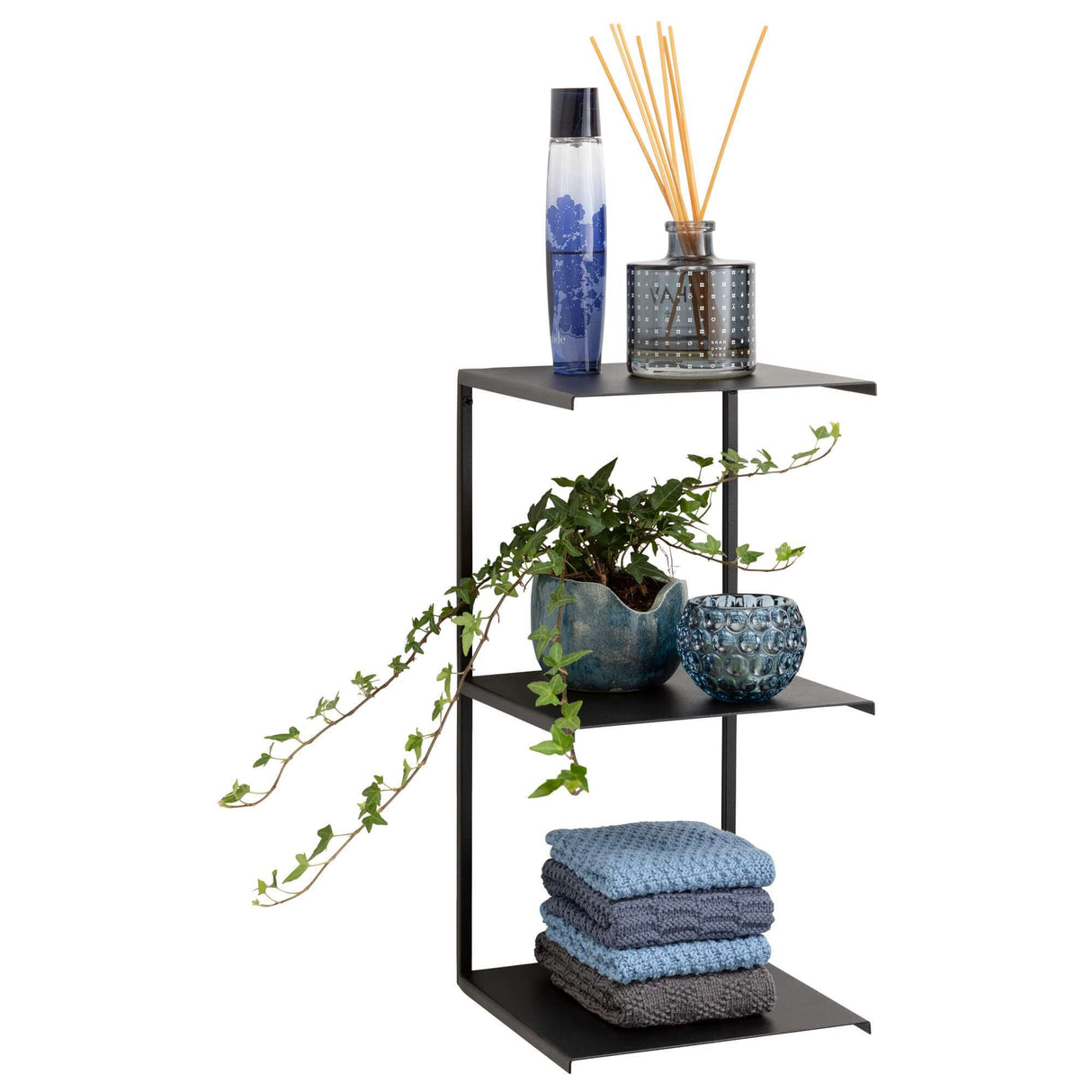 Tredobbelt hylde i sort metal | Tredobbelt hylde, Sort metal | Officely