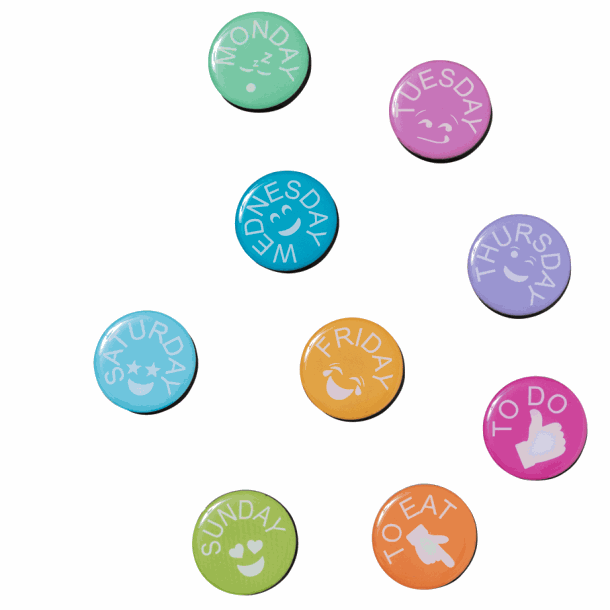 Runde magneter | Runde, ugedags magneter, Stærk | Officely