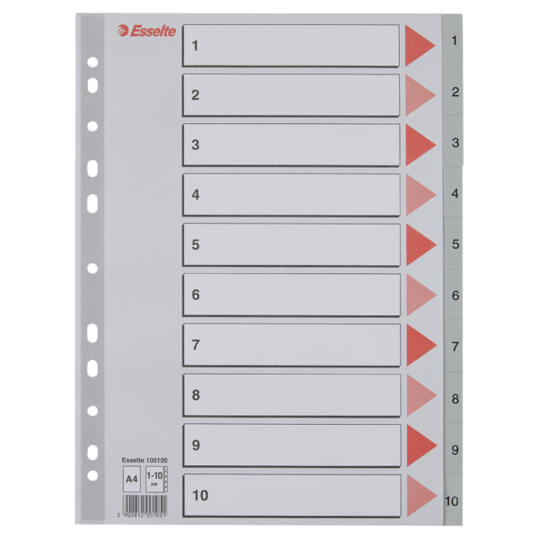 Register PP A4 1-10 grå