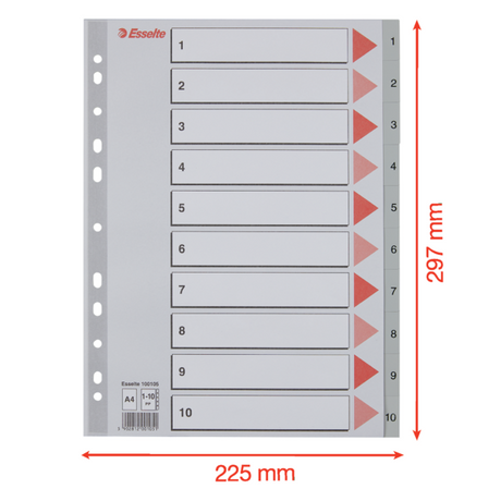 Register PP A4 1-10 grå