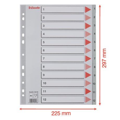 Register PP A4 1-12 grå