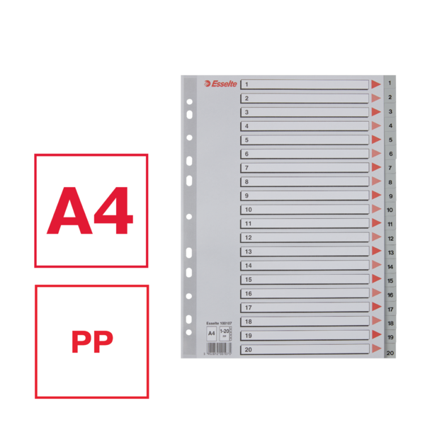 Register PP A4 1-20 grå