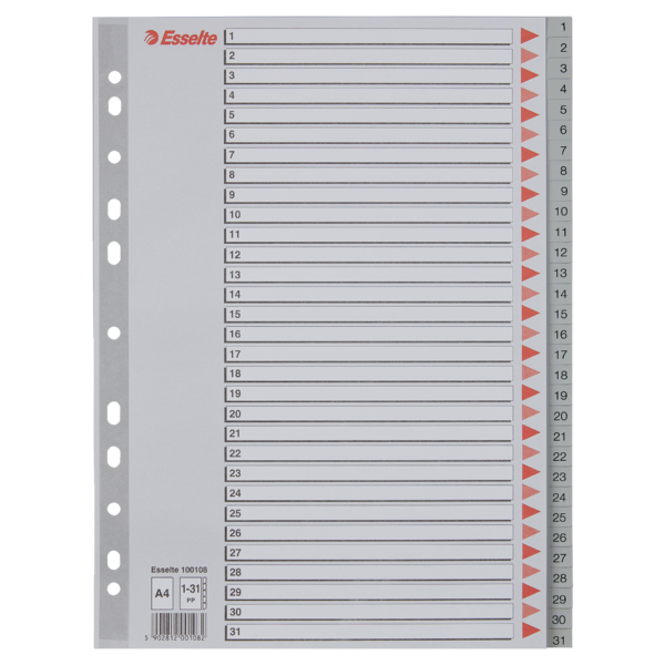 Register PP A4 1-31 grå