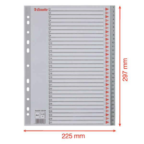 Register PP A4 1-31 grå