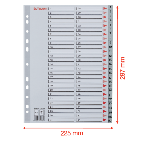 Register PP A4 1-54 grå